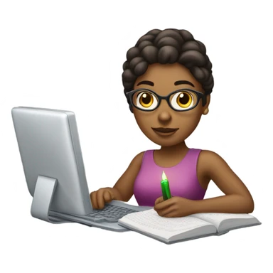Computer science student woman, lighter skin   sticker