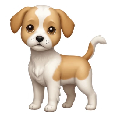 a full body white beagle x maltese x chi dog the size of a kelpie with light brown ears and a light brown patch on one eye sticker