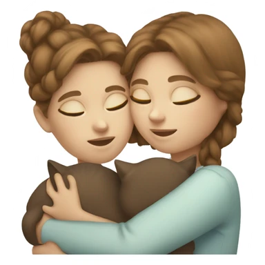  Brown hair white girl hug cat sticker