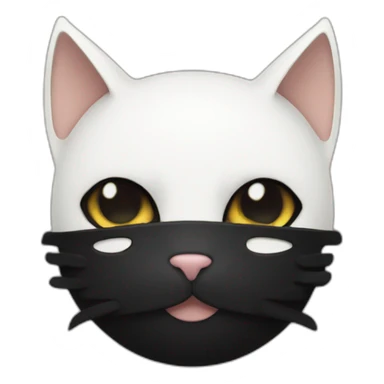 black white cat with a black batman mask sticker