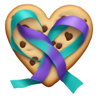 Cookie heart with teal purple support ribbon sticker