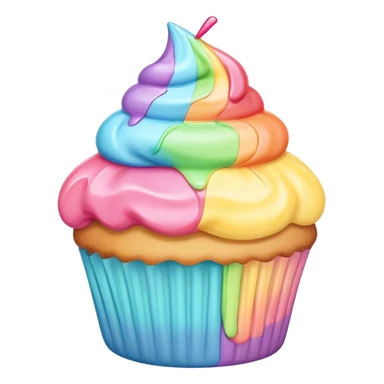 melted rainbow kawaii cupcake sticker