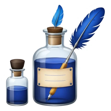 a feather quill and ink bottle sticker