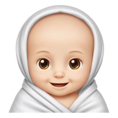 full newborn baby smiling in white sheet sticker