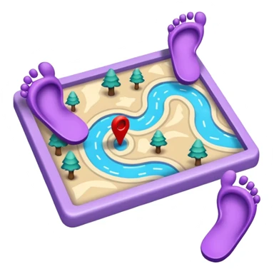 "Forty-two purple footsteps moving across a map inside an open house." sticker