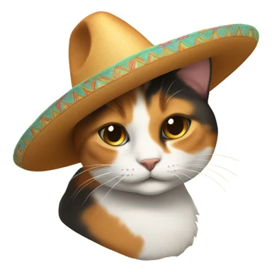 Calico cat with sombrero sticker