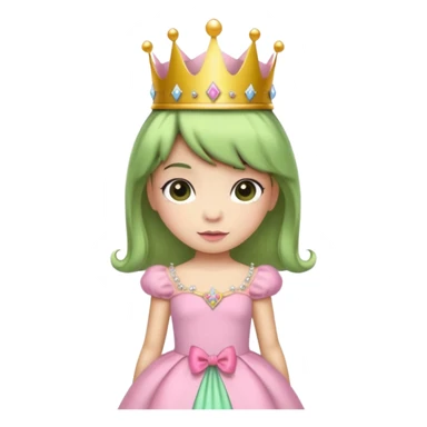 frog with short bangs with a crown pink bow and pink princess dress sticker