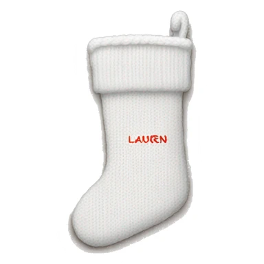 white knit christmas stocking with the name lauren written on it  sticker