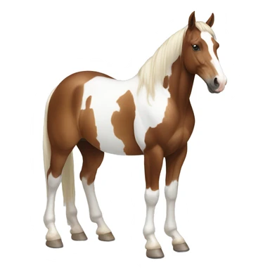 Full body brown and white paint horse with white blaze on head sticker