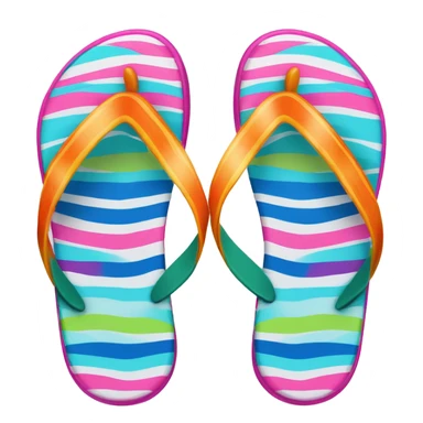 Realistic pair of striped summer flip flops isolated. sticker
