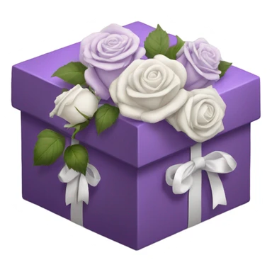 purple box with white roses sticker