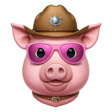 Pig with sunglasses and Cowboy helmet  sticker