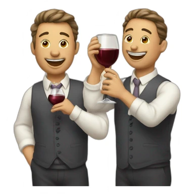 3 men drinking wine and joking sticker