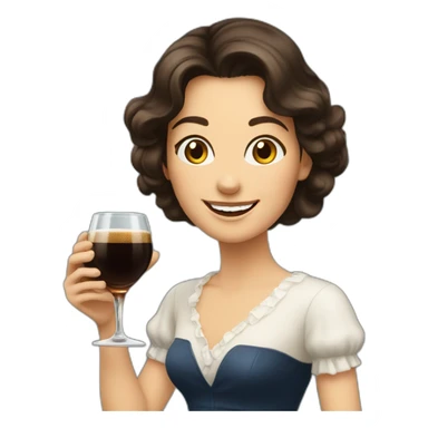 brunette woman holding fernet branca glass smiling sticker