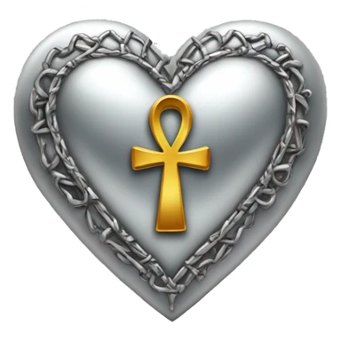 Silver heart shape with ankh in the center sticker