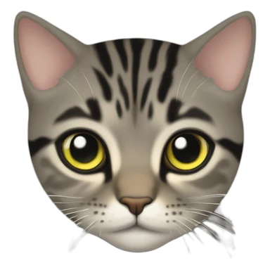  brown-grey cat with black striped pattern, age 4-5 months, eyes yellow-green, sticker
