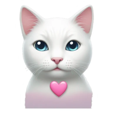 white cat with pink heart  sticker