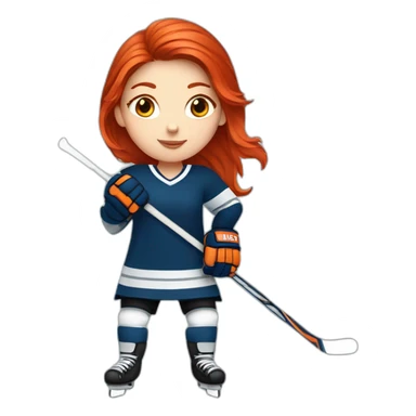 Red haired Girl ice hockey player sticker