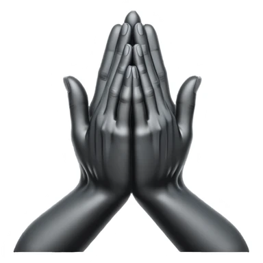 Minimal emoji, abstract praying hands simplified into solid black metal forms, subtle sacred reference, fashion avant-garde minimalism, no details, no glow, no neon, flat emoji style, centered, transparent background sticker