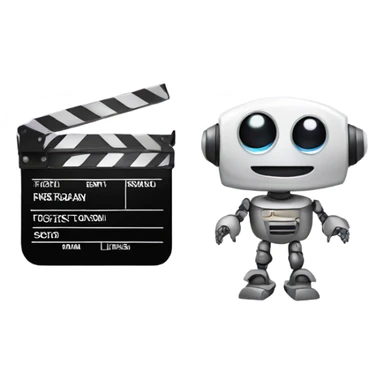 cute robot and a clapboard sticker