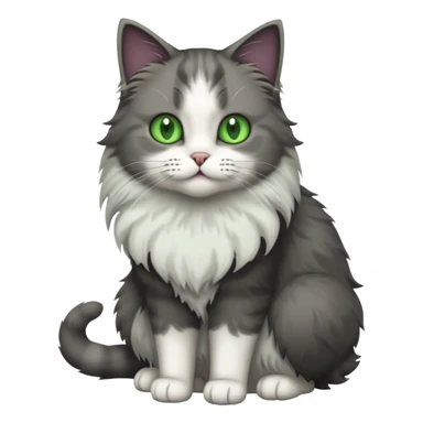 full body half dark grey and half white cat sticker