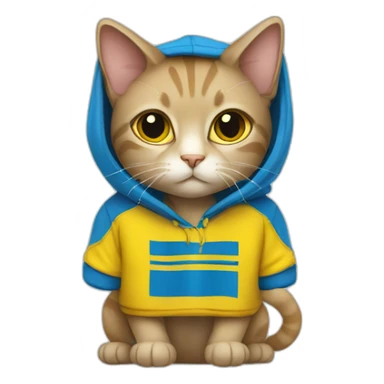 Cat in a hoodie in Ukrainian flag colors sticker