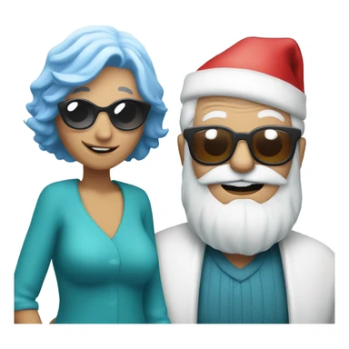 Santa claus with sunglasses and blue hair helping a granny  sticker