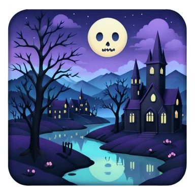 goth  eerie pastel night landscape  sticker