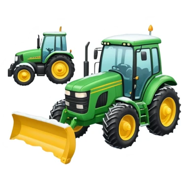 Green tractor with yellow blade pushing snow sticker
