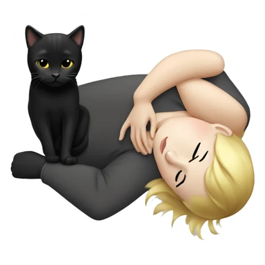Blonde girl sleeping with a black cat and a grey cat  sticker