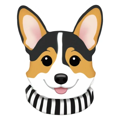Corgi with black and yellow striped scarf sticker