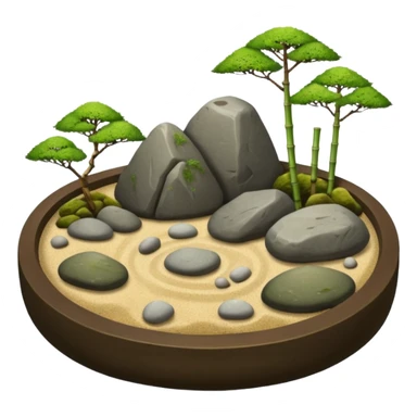 Shiny realistic real life Japanese zen garden aesthetic scenery  sticker