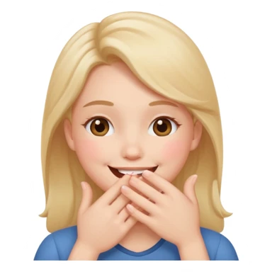 Blush hand covering the mouth looking happy sticker