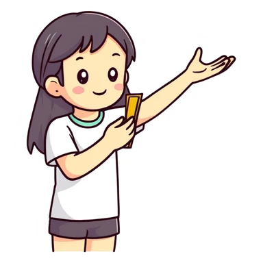 a girl giving  sticker