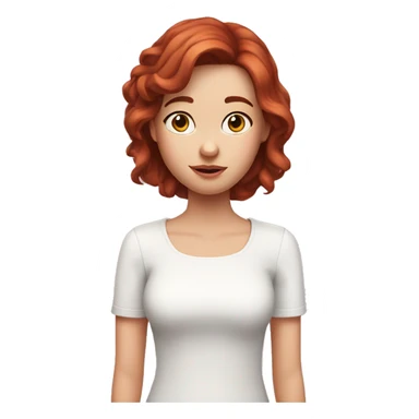 girl with kinda dark redhead hair with many freackles all over face and arm who hold an iphone 15 pink and is dressed with a white top sticker