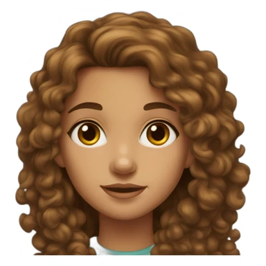 girl, big nose, long curly brown hair, earrings, brown eyes, tan skin, freckles sticker