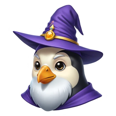 A penguin wizard with a white beard sticker