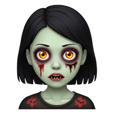 girl zombie with black hair and black background sticker
