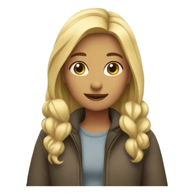 Blonde girl in the mountains with a waterfall sticker