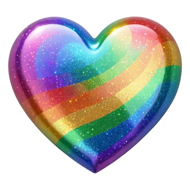 glitter heart with rainbow colors sticker