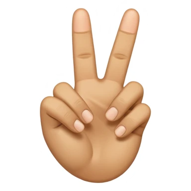 A hand emoji with the pointer finger middle finger and thumb up that looks like “YVL” sticker