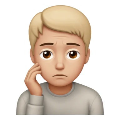 Emoji triste 😔 qui pense à M sticker