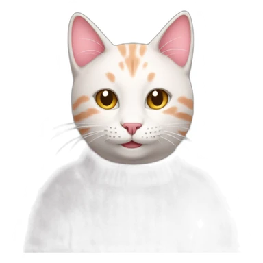 Smiling Pink cat wearing white knitted sweater sticker