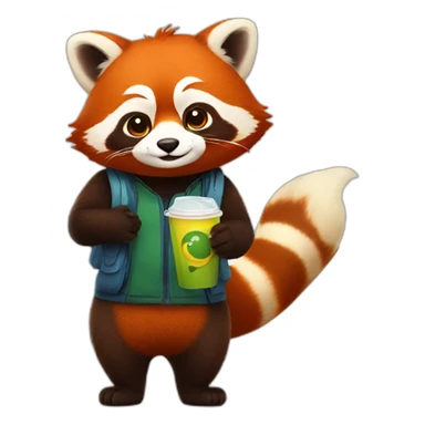 red panda taking subway sticker