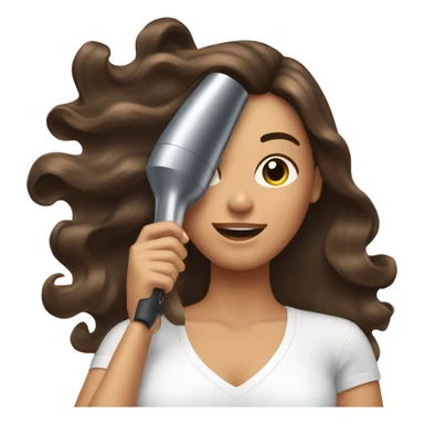 Brunette girl blow drying hair sticker