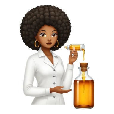 Hair growth oil serum bottle. Label has a black woman with long afro hair. sticker