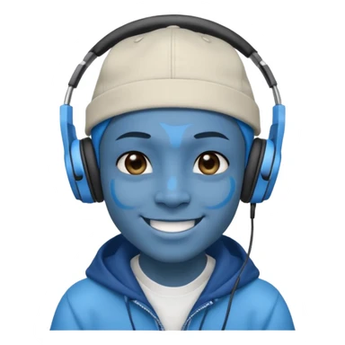 Avatar rapper with headphones blue character  sticker