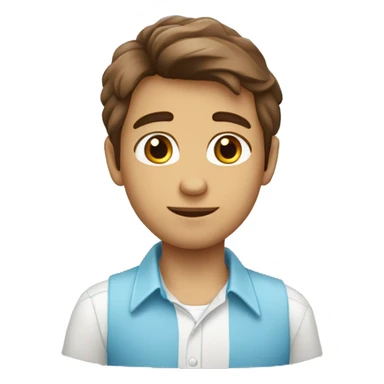 Chico de 10 años pelo marron ojos claros piel clara y camisa celeste sticker