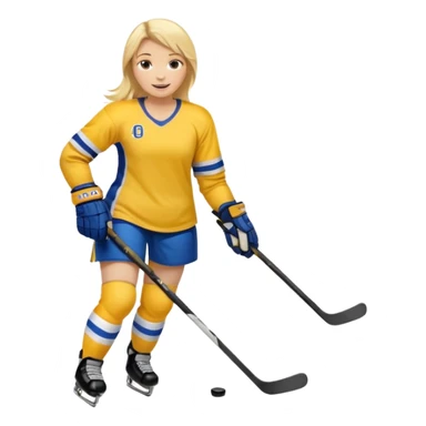 Girl hockey player with yellow jersey full body sticker