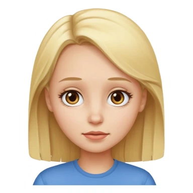 An emoji of a blond girl with a VERY VERY VERY big forehead sticker
